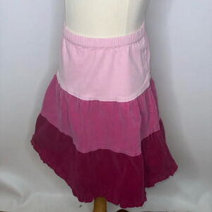 Talbots kids girls pink tiered stretch modest corduroy skirt Sz 7